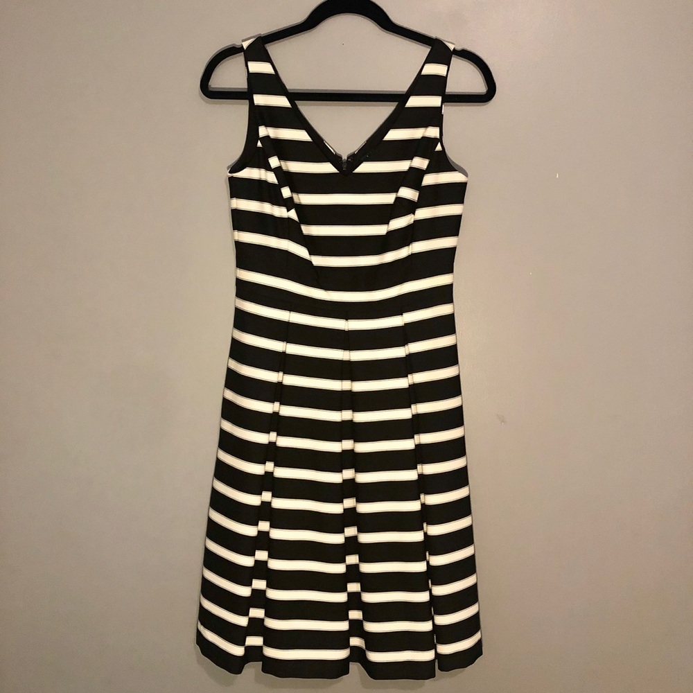 NWOT Black and white striped cocktail dress